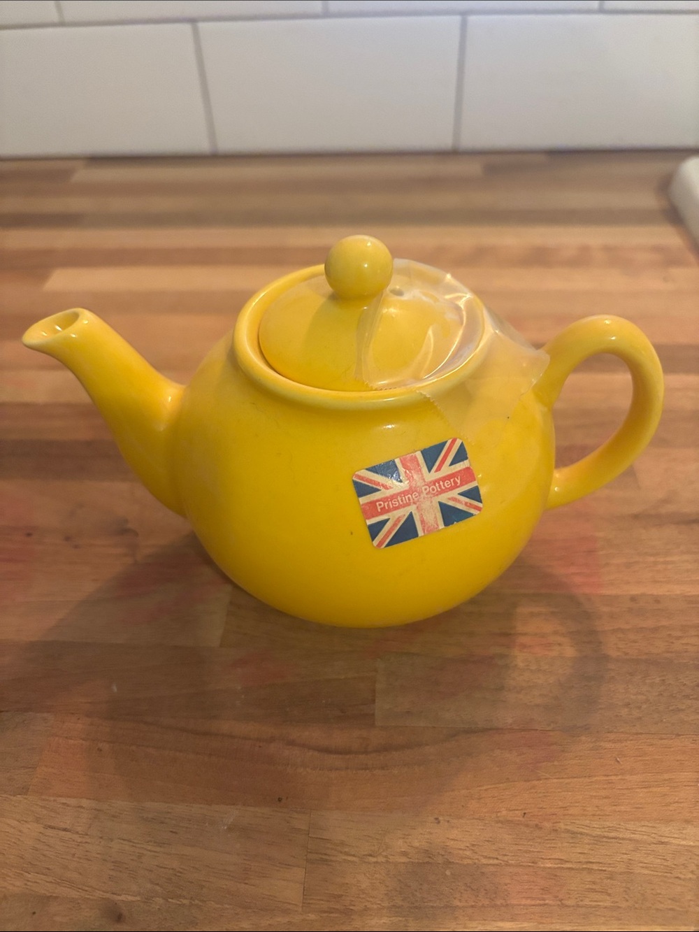Sunny Yellow Ceramic Teapot with Lid